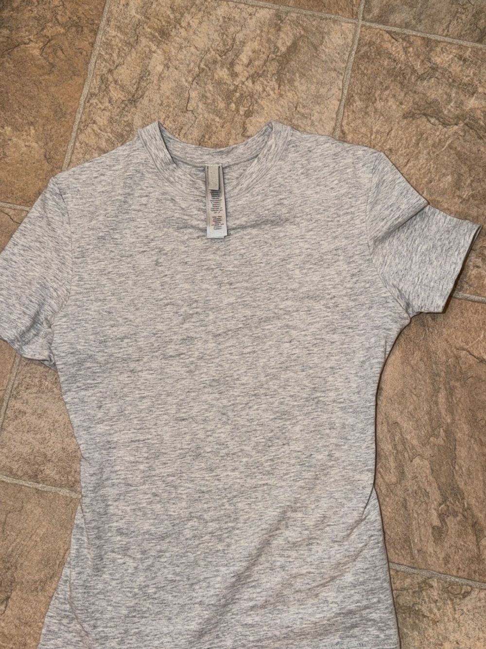 SKIMS Heather Light Gray Short Sleeve Crew Tee